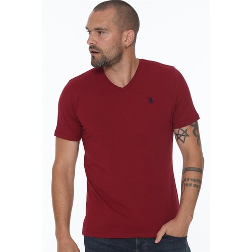 Dewberry T8568 V-NECK MEN'S T-SHIRT-BURGUNDY Cijene