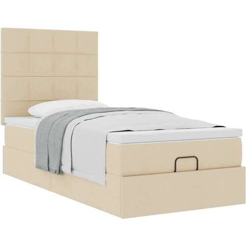 VidaXL otomanski okvir kreveta s madraca krem 90x190cm od tkanine Slike