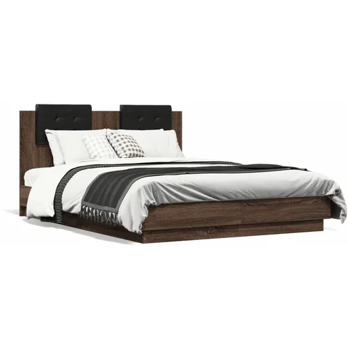  Okvir za krevet s uzglavljem boja hrasta 135x190 cm drveni