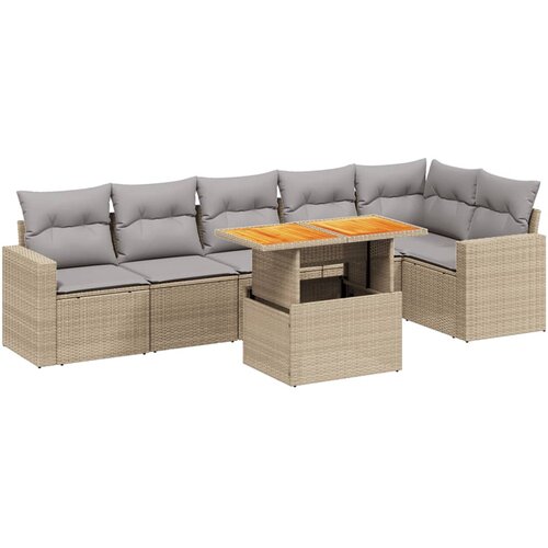 vidaXL 7-dijelni set vrtnih sofa od poliratana s jastucima bež Cijene