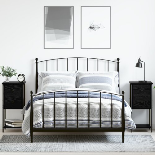 VidaXL Nočna omarica s predalom 2 pcs Črni hrast 32 x 42 x 70 cm Slike