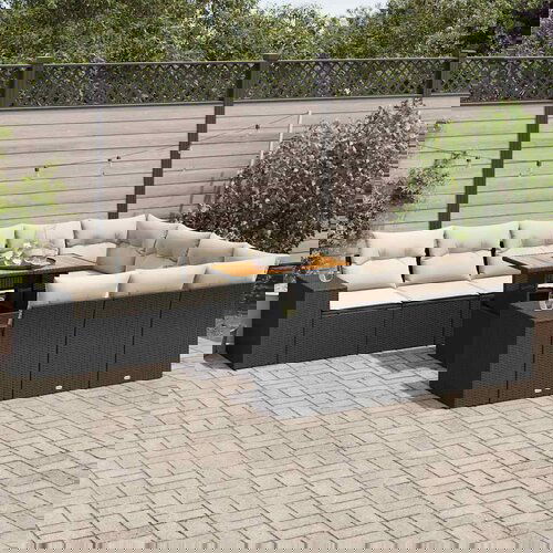 vidaXL 10-dijelni set vrtnih sofa s jastucima crni poliratana bagrem Cijene