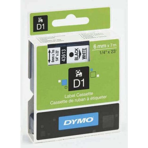 Dymo Trak Dymo D1 43613, 6 mm 7 m (črna/bela), original Slike