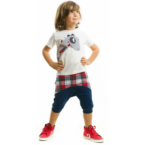 Denokids Dino Plaid Baggy Shorts Set Slike
