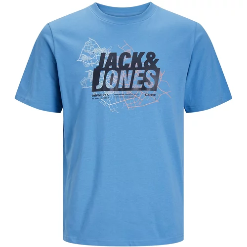 Jack & Jones Majica 'OMAP' mornarsko plava / nebesko plava / bijela