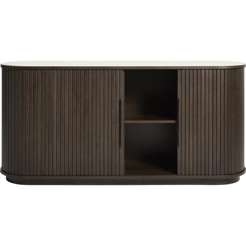 Unique Furniture Komoda s keramično plo&amp;scaron;čo z drsnimi vrati v temni naravni barvi 165x76x45 cm Enna &amp;ndash; Slike