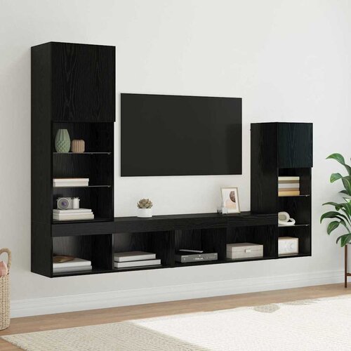 TV zidne jedinice Zidne 4 pcs Crni hrast Konstruirano drvo Cijene