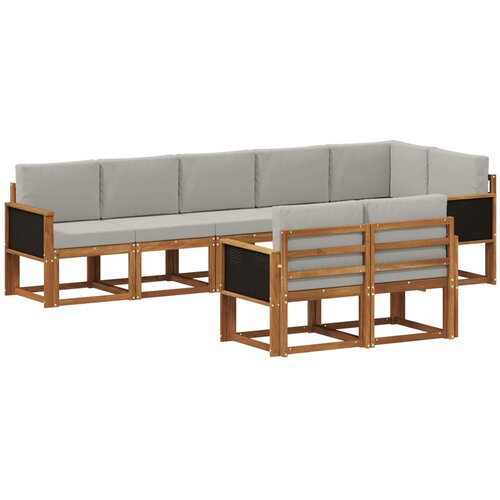 vidaXL Zunanja garnitura za sedenje 8 pcs Naravna in svetlo siva, (5000280941) Cene