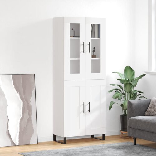 vidaXL Visoka omara bela 69,5x34x180 cm inženirski les Cene