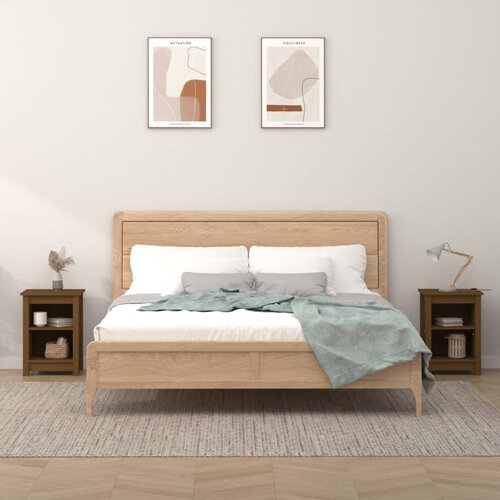 VidaXL Nočna omarica 2 kosa medeno rjava 40x35x55 cm trdna borovina Slike