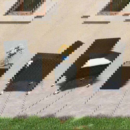  3-dijelni vrtni bistro set od poliratana i kaljenog stakla crni Cijene