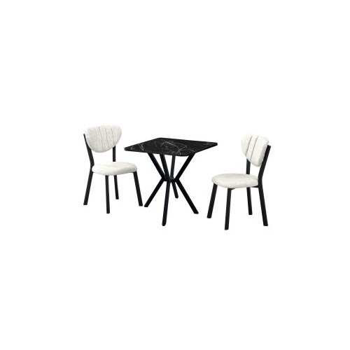 Hanah home Set Trpezarijski sto i 2 stolice Elma Cream Black Cene