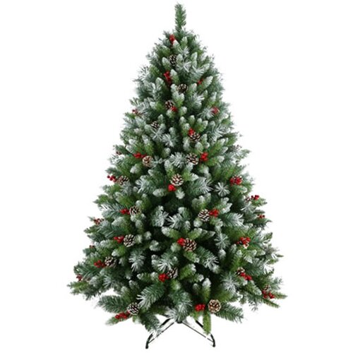  Novogodišnja jelka Snežna sa šišarkama i bobicama 180 cm 220028 Cene