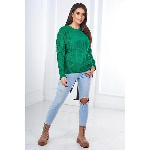 Kesi Sweater with braided weave in green color