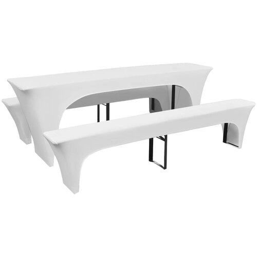 VidaXL 3 bele prevleke za gasilske mize in klopi raztegljive 220 x 50 x 80 cm Slike