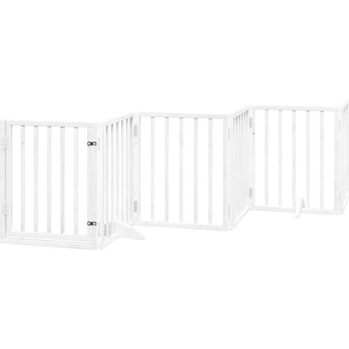  Vrata za pse s vrata&amp;scaron;cima 15 panela sklopiva 750 cm drvo topole Bijela 50 x 60 x 2 cm Slike
