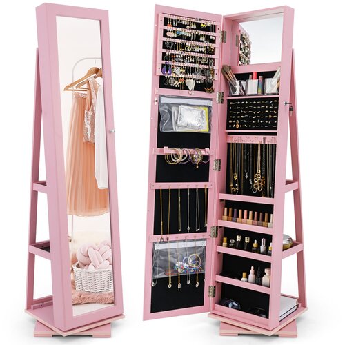 Costway Vrtljiva omarica za nakit z ogledalom Toilette, (5000399750) Slike