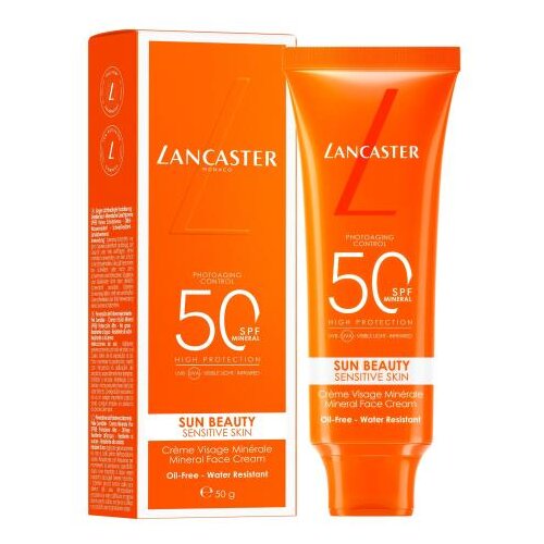 Lancaster Sun Beauty Sensitive Skin Mineral Face Cream SPF50 vodoodporna zaščita pred soncem za obraz za vse tipe kože 50 ml unisex Cene