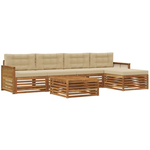 vidaXL Zunanja garnitura za sedenje z blazino 6 pcs Naravna in bež, (5000272442) Cene