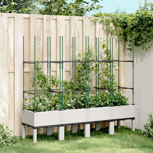  Vrtna sadilica s re&amp;scaron;etkom bijela 160 x 40 x 142 5 cm PP Slike