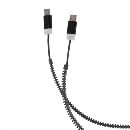 NOBRAND Podatkovni + polnilni kabel 2in1 2x micro USB - zadrga, črn Cene