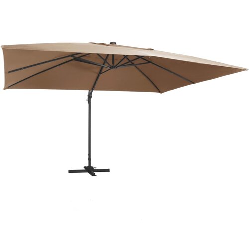 vidaXL Stranski senčnik LED in aluminijast drog 400x300 cm taupe Cene