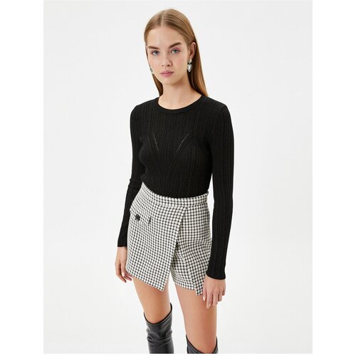 Koton Slim Fit Knitwear Sweater Long Sleeve Crew Neck Lurex Detailed Slike