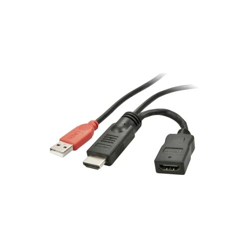 Lindy HDMI kabel za izravno napajanje HDMI-A utikač, USB-A utikač, HDMI-A utičnica 0.15 m crna 41080 HDMI kabel Cijene