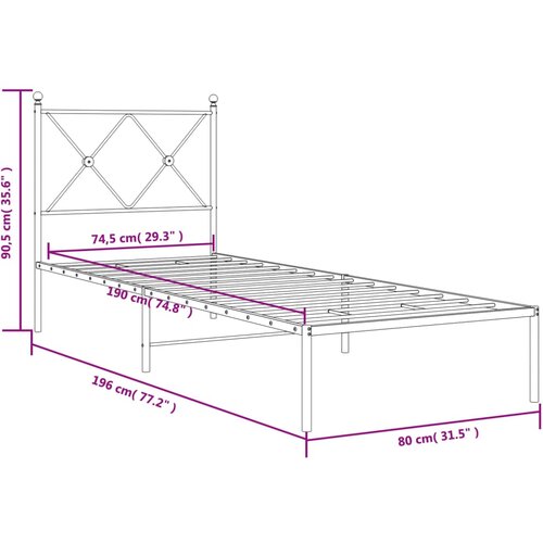  okvir za krevet s uzglavljem crni 75x190 cm Slike