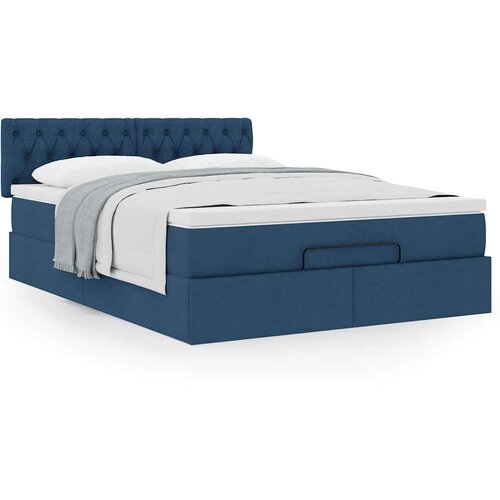  Otomanski krevet s madracem plavi 140x190cm od tkanine Slike