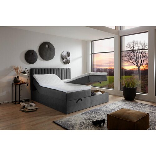 MID.YOU POSTELJA Z VZMETNICO 180 cm x 200 cm , tekstil siva Slike