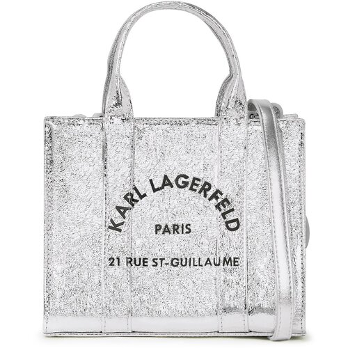 Karl Lagerfeld Ročna torbica 'Rue St-Guillaume' črna / srebrna Cene