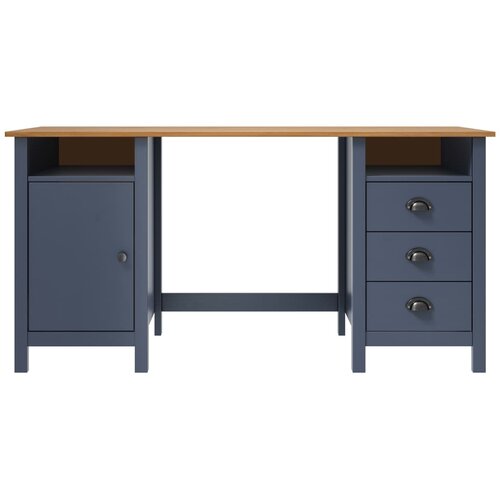  Radni stol Hill sivi 150 x 50 x 74 cm od masivne borovine Slike