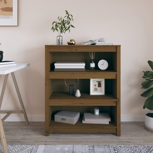 The Living Store Knjižna omara medeno rjava 80x35x97 cm trdna borovina - Knjižna Omara, (21437234) Cene