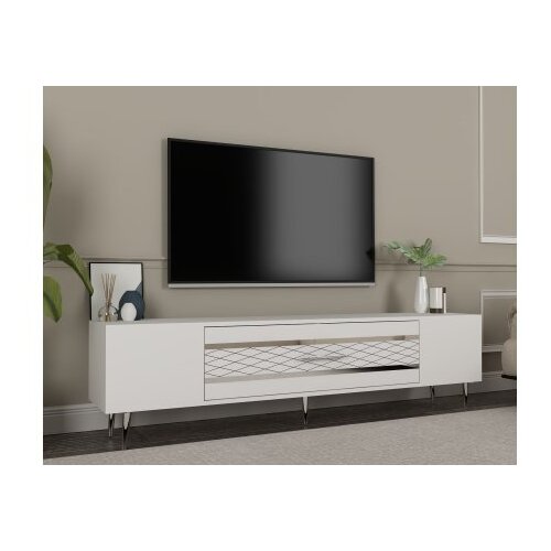Hanah home TV komoda Dekolp2, 150x48,2x35 cm, Bijelo-Srebrne boje Cene
