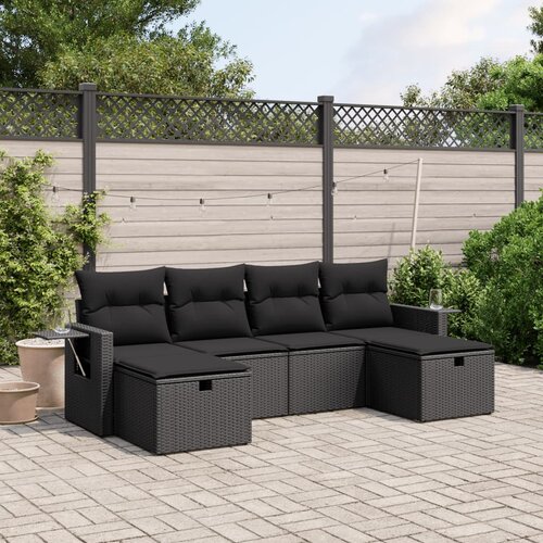 vidaXL 6-dijelni set vrtnih sofa s jastucima crni od poliratana Cijene