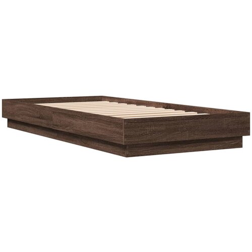  Okvir za krevet s LED svjetlima smeđa boja hrasta 100 x 200 cm Slike