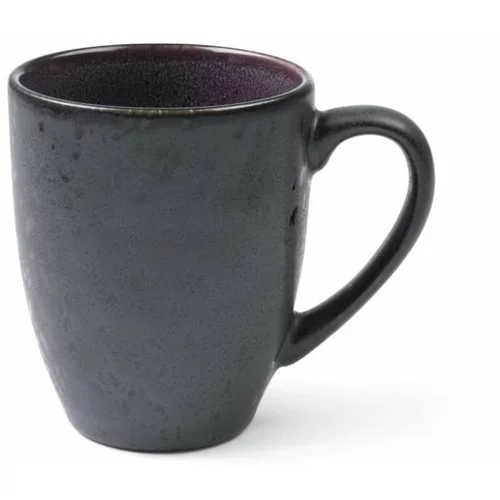 Bitz Črna keramična skodelica z ročajem in notranjo glazuro v vijolični barvi Mensa, 300 ml