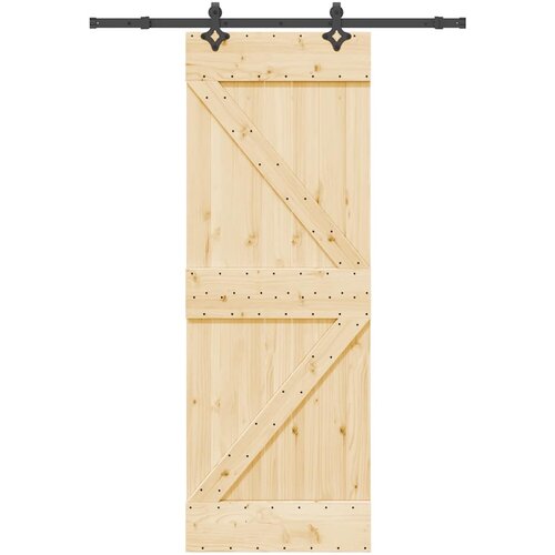 vidaXL Drsna vrata s kompletom vodil 70x210 cm trdna borovina Cene