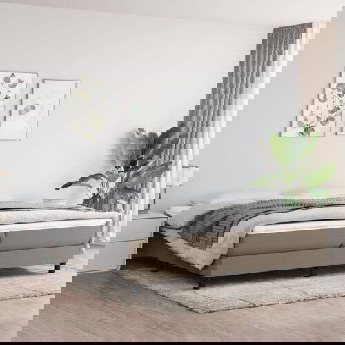 The Living Store Posteljni okvir taupe 200x200 cm blago - Box Spring Posteljni Okvir, (21517252) Slike