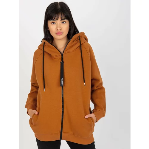 Fashion Hunters Light brown basic RUE PARIS hooded sweatshirt