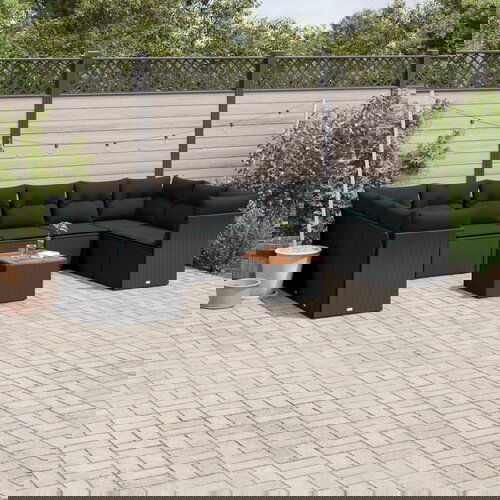 vidaXL 11-dijelni set vrtnih sofa od poliratana s jastucima crni Cijene
