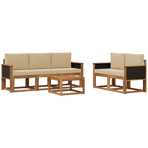 vidaXL Zunanja garnitura za sedenje z blazino 6 pcs Naravna, (5000280306) Cene