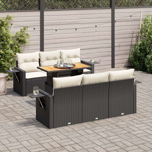 vidaXL 7-dijelni set vrtnih sofa od poliratana s jastucima crni Cijene
