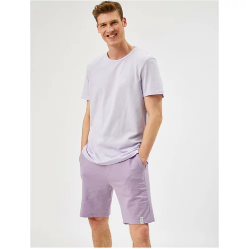 Koton Men's Lilac Crew Neck T-Shirt Short Sleeve Cotton
