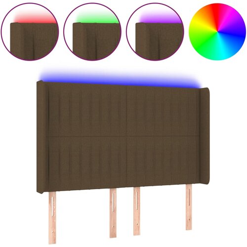 Maison Chic led posteljno vzglavje - vzglavna omarica - nočna omarica temno rjavo 147x16x118/128 cm blago, (21710509) Cene