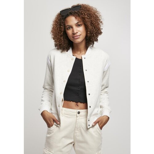 Urban Classics Ladies Inset College Sweat Jacket Lightgrey/white Slike