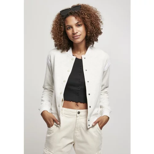 Urban Classics Ladies Inset College Sweat Jacket Lightgrey/white