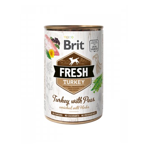 Brit Fresh Dog Turkey with Peas 400g - 6 konzervi Slike