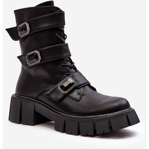 Kesi Women's leather work boots black S.Barski Slike